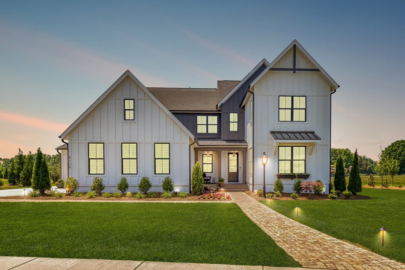 A Carolina farmhouse at twilight